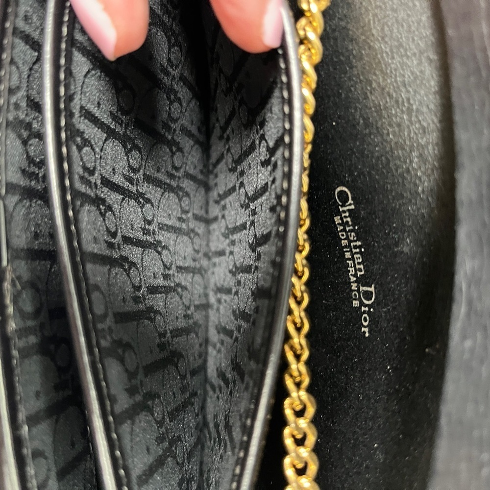 Christian Dior Vintage Oblique Trotter Chain Shoulder Bag Black Canvas Gold - Picture 13 of 16